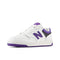 BB480LPB NEW BALANCE UNISEX BB480 V1 SNEAKER, SIZE 17M/18.5W, WHITE/PURPLE/BLACK Like New