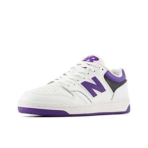 BB480LPB NEW BALANCE UNISEX BB480 V1 SNEAKER, SIZE 17M/18.5W, WHITE/PURPLE/BLACK Like New