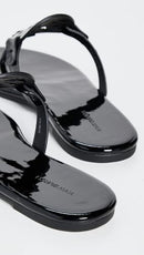 90872 TORY BURCH WOMEN MILLER EMBELLISHED SANDALS PERFECT BLACK PATENT SIZE 7 - Like New