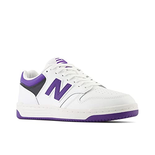 BB480LPB NEW BALANCE UNISEX BB480 V1 SNEAKER, SIZE 17M/18.5W, WHITE/PURPLE/BLACK Like New