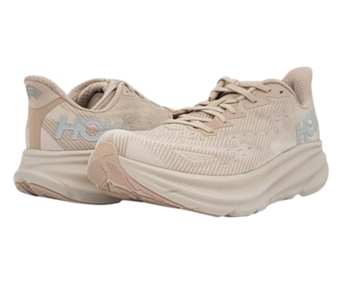 1127896 HOKA ONE ONE Clifton 9 Womens Shoes Shifting Sand/Eggnog Size 8 - Like New