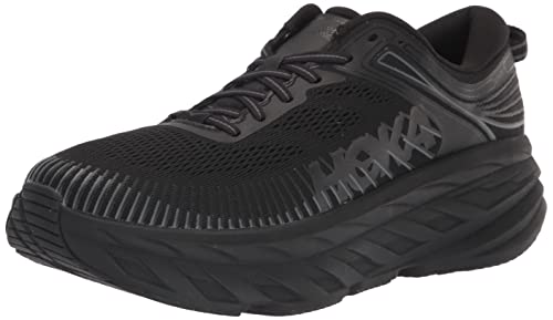 1110518 HOKA ONE ONE BONDI 7 WIDE MENS SHOES SIZE 10.5, COLOR: BLACK/BLACK Like New