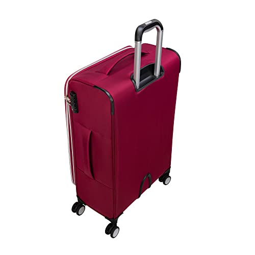 IT LUGGAGE EXPECTANT 28" SOFTSIDE CHECKED 8 WHEEL EXPANDABLE SPINNER - RED Like New