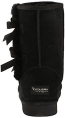 1015874 KOOLABURRA BY UGG WOMEN VICTORIA SHORT FASHION BOOT SIZE 5 WIDE BLACK Like New