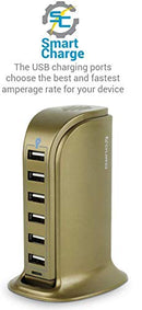 Aduro 40W 6-Port USB Desktop Charging Station Hub Wall Charger (Gold) Like New