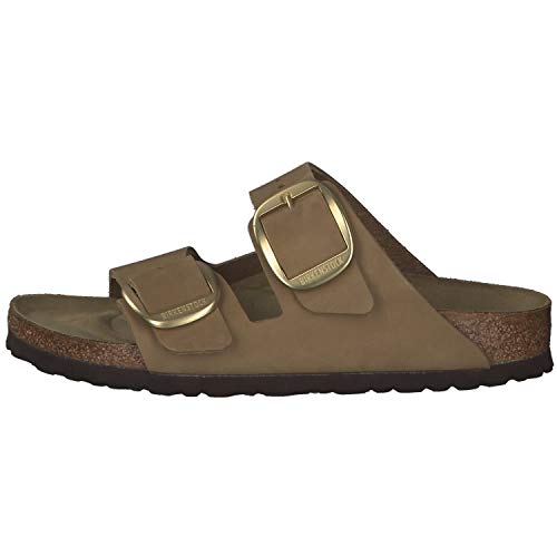 1017951 BIRKENSTOCK ARIZONA BIG BUCKLE NUBUCK NARROW SANDALS MUD GREEN SIZE 10 - Like New
