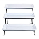 GIBSON HOME GRACIOUS DINING DINNERWARE, 3-TIER RECTANGLE PLATE SET - WHITE - Like New