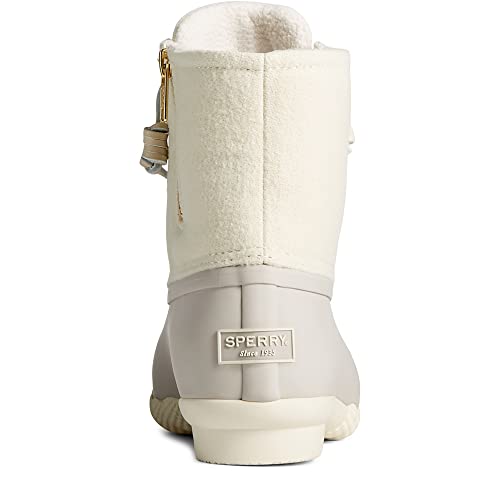 SPERRY WOMEN'S SALTWATER WOOL RAIN BOOT - IVORY - SIZE 9.5 Like New