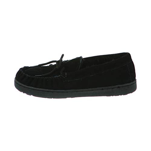 2382M BEARPAW MEN'S MOC II WIDE SLIPPERS SIZE 10 Wide, BLACK Like New