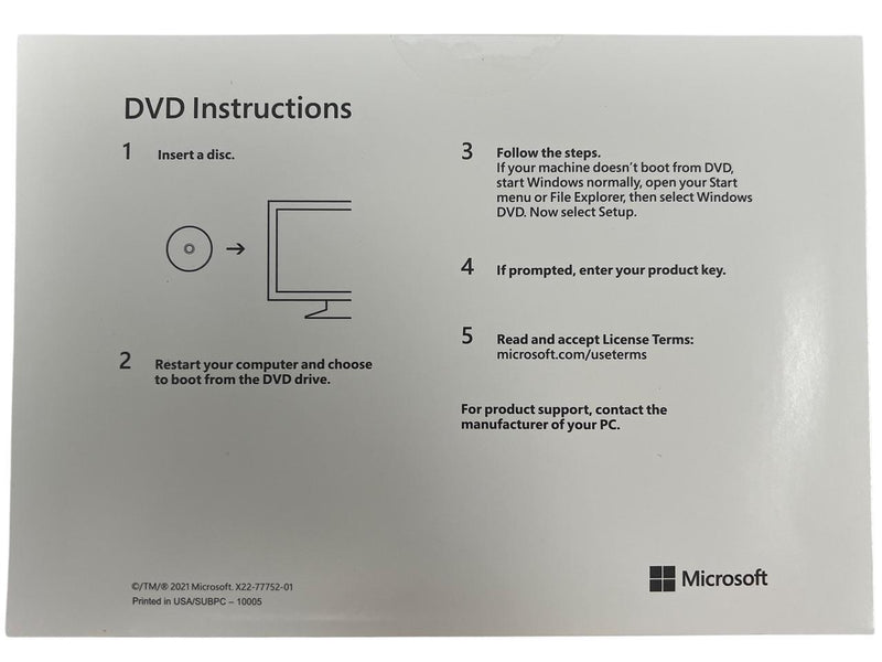 Microsoft Windows 11 Home 64-Bit Installation / Recovery Disc Only - No License