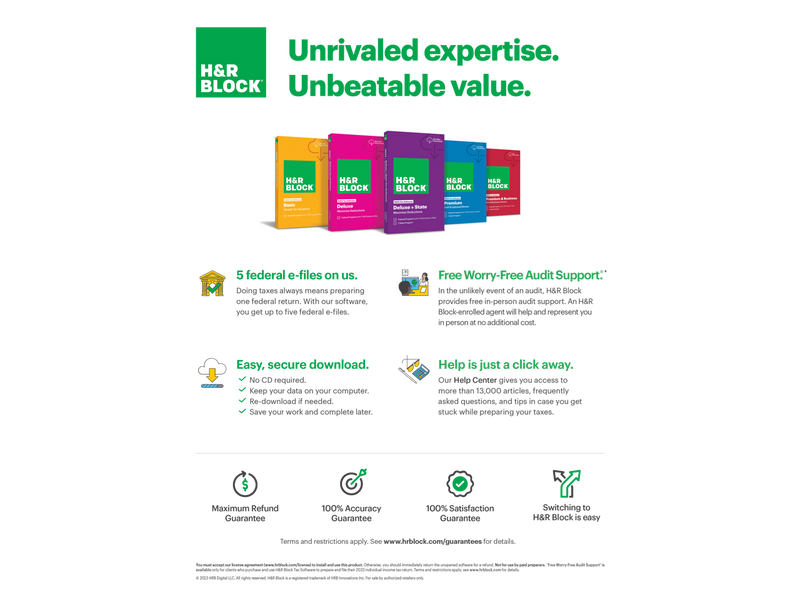 H&R Block Tax Software Premium & Business 2023 - Windows Only [Key Card]