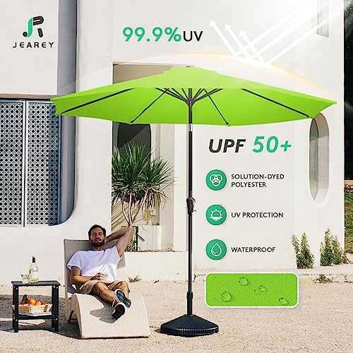 JEAREY 9FT OUTDOOR PATIO UMBRELLA OUTDOOR TABLE UMBRELLA PUSH BUTTON - BEIGE - Like New