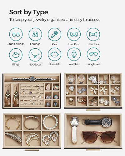 SONGMICS Jewelry Box Organizer with Glass Lid, 4-Layer Jewelry Storage - Like New