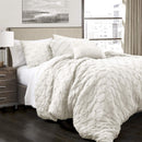 LUSH DECOR RAVELLO PINTUCK SET LUXE 5 PIECE TEXTURED BEDDING QUEEN - WHITE - Brand New