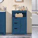 Yaheetech Bathroom Floor Cabinet Wooden Storage Multiple Tiers - Navy Blue - Brand New