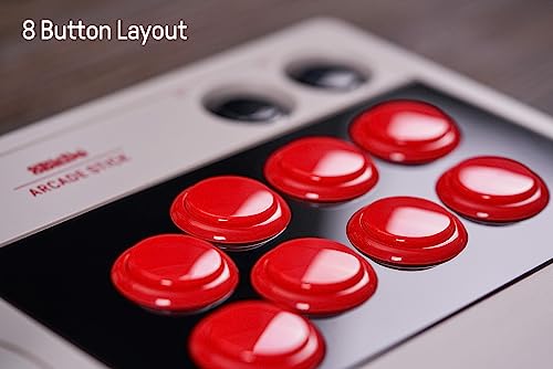 8bitdo Arcade Stick Switch/Windows Arcade Stick Support Wireless 80FE - Tan/Red - Like New