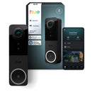 PHILIPS HUE SECURE WIRED VIDEO DOORBELL 2K DOORBELL CAMERA 590208 - BLACK - Like New