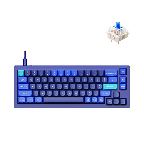 KEYCHRON Q2-J2 QMK MECHANICAL KEYBOARD, GATERON G PRO BLUE SWITCHES - NAVY BLUE Like New