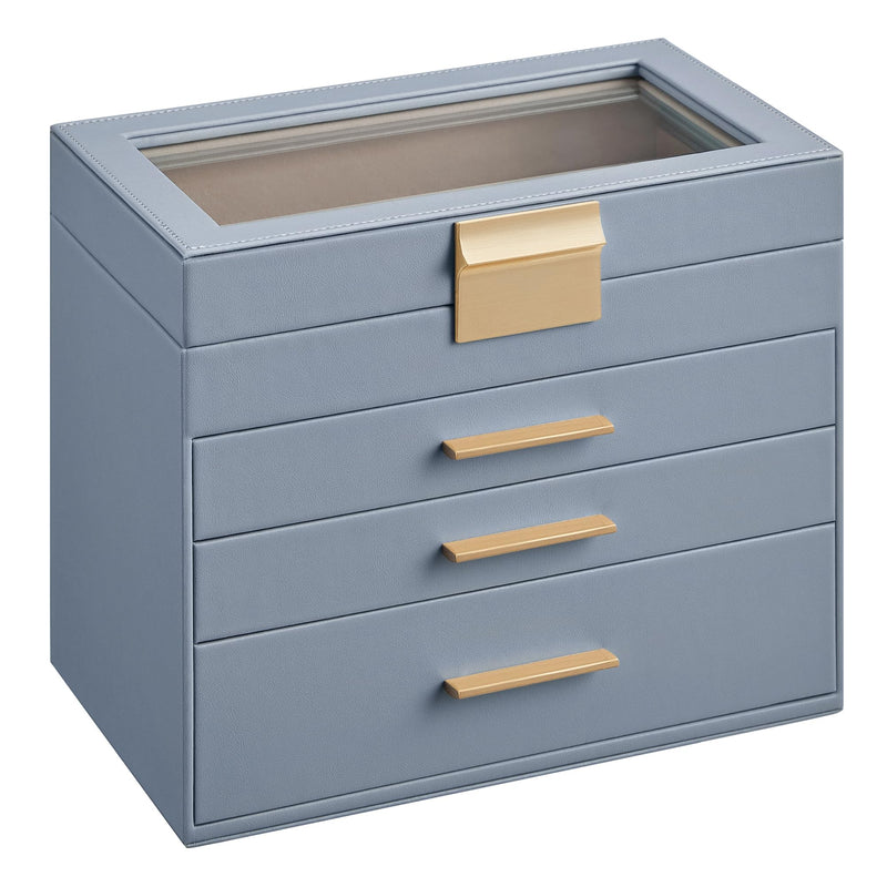 SONGMICS JEWELRY BOX, 4-LAYER JEWELRY ORGANIZER, 3 DRAWERS, UJBC161Q01 - BLUE - Like New
