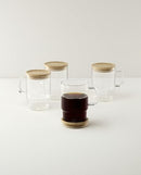 LENOX DRINKWARE TUSCANY CLASSICS HOT BEVERAGE 8 PIECE MUGS - CLEAR/BAMBOO - Like New