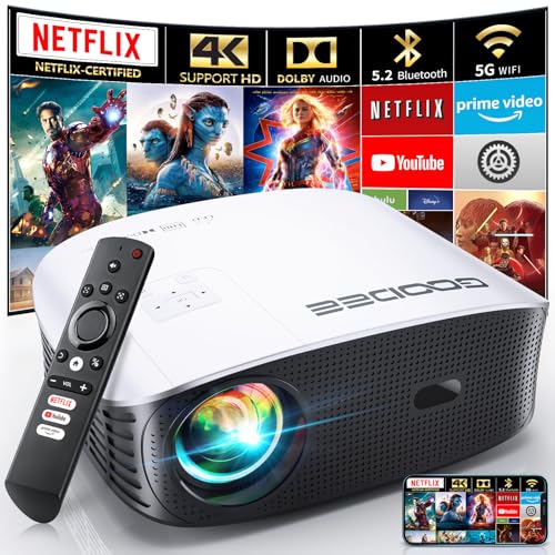 GOODEE SMART 4K PROJECTOR WITH 5G WIFI AND BLUETOOTH - BLACK/WHITE - Like New