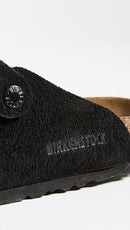 N660473 BIRKENSTOCK Unisex Boston Soft Footbed Clogs, Black Suede, Size 41 - Like New