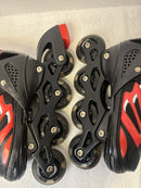 DIKASHI INLINE SKATES, ADJUSTABLE ALL WHEELS LIGHTED UP - SIZE: XL - RED BLACK - Like New