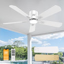 DAMINY 52" 5 Blades Ceiling Fans with Lights Flush Mount 6CCT FJ1026-5 - White - Like New