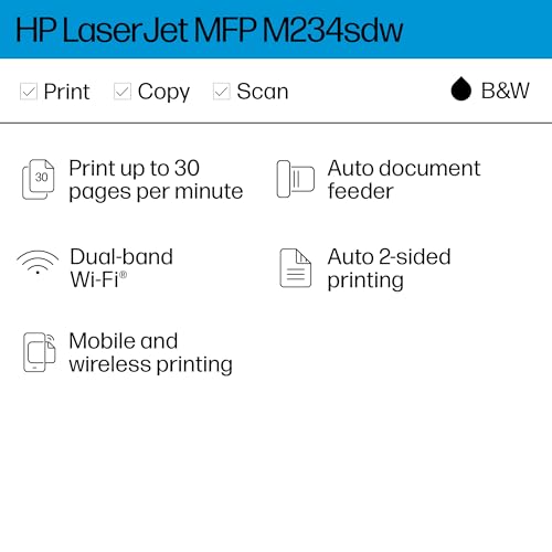 HP LaserJet MFP M234sdw Wireless Printer - Gray/White - Like New