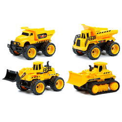 4 Toy Construction Vehicles for Child Battery-Operated Free-Wheelers for Little Construction Workers 325NB