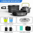 ODOLAND 15PCS CAMPING COOKWARE MESS KIT, NON-STICK LIGHTWEIGHT POT - BLACK - Like New