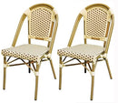 TPTBON RATTAN DINING OUTDOOR LOUNGE HIGH BACKREST CHAIRS SET OF 2 BROWN - Like New