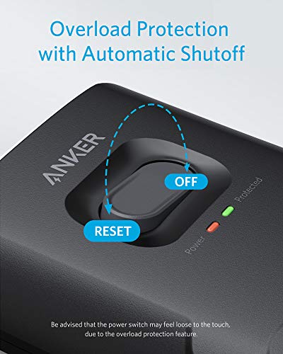 ANKER POWER STRIP SURGE PROTECTOR 12 OUTLETS & 3 USB-A A2762 - BLACK - Like New