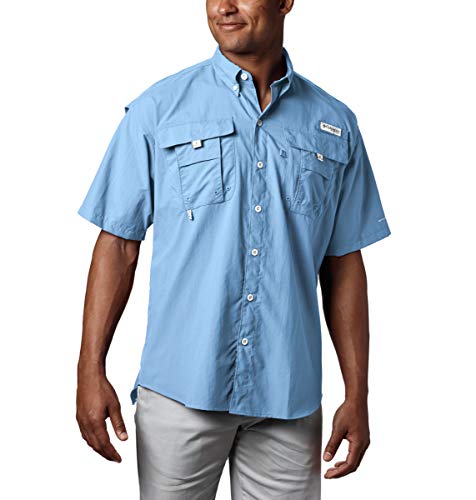 COLUMBIA MEN'S BAHAMA II SHORT SLEEVE SHIRT - SIZE: MEN XL - LIGHT BLUE - Brand New