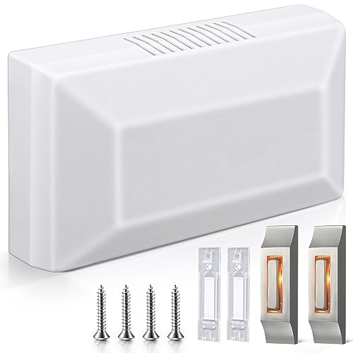 SAILLONG WIRED DOORBELL CHIME KIT WITH 2 LIGHTED METAL PUSH BUTTONS - SILVER - Like New