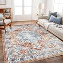 CHAMPLANT AREA RUG 8X10 WASHABLE RUG TANGERINE VINTAGE TRADITIONAL MAT - YELLOW - Like New