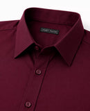 JAMES TAILOR MEN' SLIM FIT LONG SLEEVE STRETCH DRESS SHIRT - SIZE: L - BURGUNDY - Like New