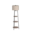 ROSEN GARDEN Floor Lamp Standing Light Shelves Fabric Shade B08RD1Z6D6 - Black - Brand New