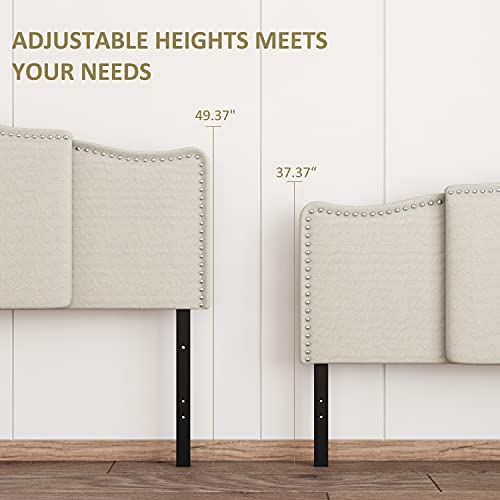 KOTPOP Maidenhead Upholstered Arched Headboard Queen/King Bed - Beige Wing - Like New