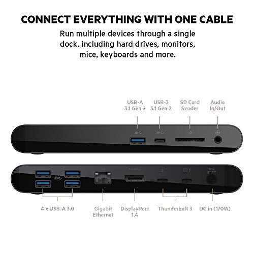 Belkin Thunderbolt 3 Dock Pro w/ Thunderbolt 3 Cable F4U097 - Space Gray - Like New