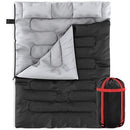 ZONE TECH DOUBLE CAMPING SLEEPING BAG WITH 2 PILLOWS 3-4 SEASON TA0005 BLACK/RED - Brand New