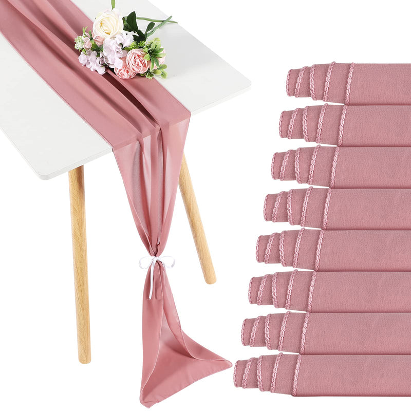 Newwiee 12 Pack Dusty Rose 9 ft Chiffon Table Runner 12 x 108 Inch Sheer - Like New