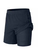 JUMPSTART MEN'S 2 IN 1 QUICK DRY GYM RUNNING SHORTS - SIZE: MEN XL - NAVY - Brand New