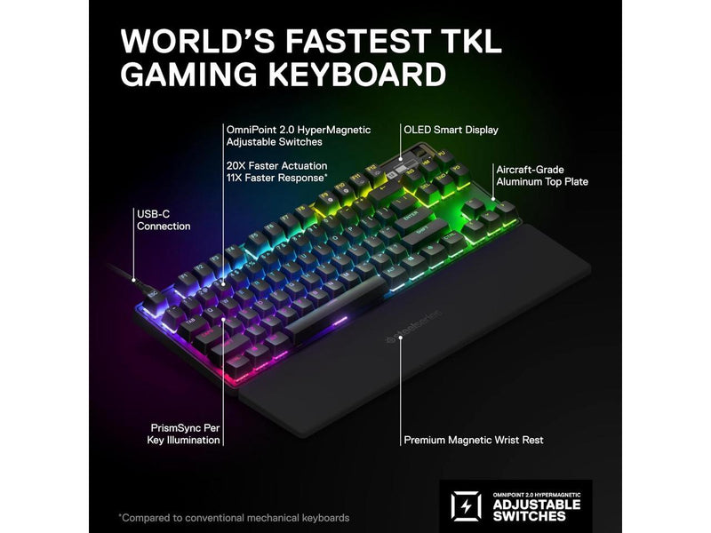 SteelSeries Apex Pro TKL HyperMagnetic Gaming Keyboard - World's Fastest