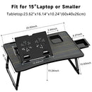 Saviki Lap Desk, Multi-Functional Features - Breakfast Serving Bed Table - Black - Brand New