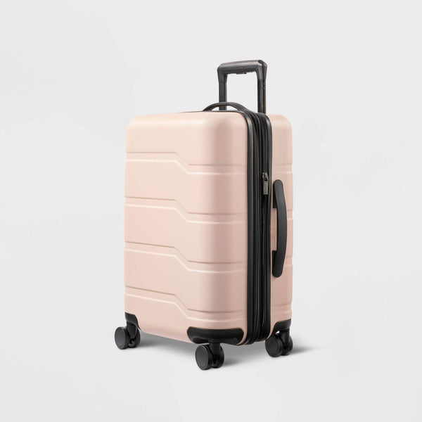 OPEN STORY HARDSIDE CARRY ON SPINNER SUITCASE - PINK - Brand New