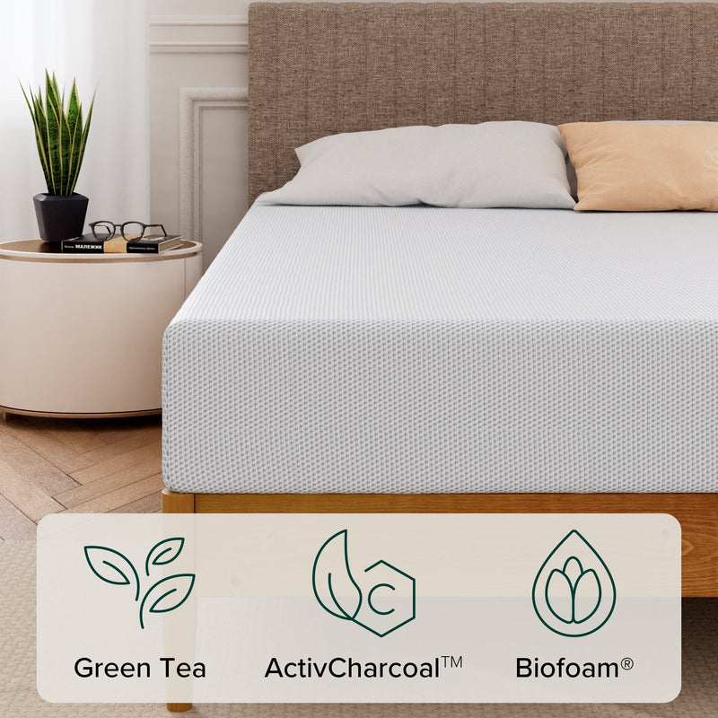 ZINUS CALM 10" KING TIGHT TOP COOLING GEL MEMORY FOAM MATTRESS - WHITE - Like New