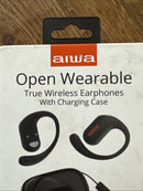 AIWA OPEN WEARABLE TRUE WIRELESS EARPHONES WITH CHARGING CASE - BLACK - Like New