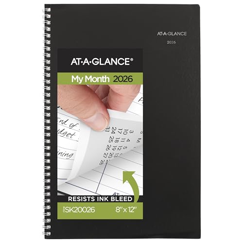 AT-A-GLANCE 2026 PLANNER, MONTHLY 8" X 12" LARGE DAYMINDER SK20026 - BLACK - Brand New