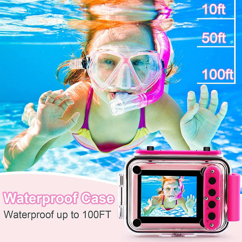 GKTZ KD190 Kids Waterproof Camera - Underwater Digital Action Camera - PINK - Like New